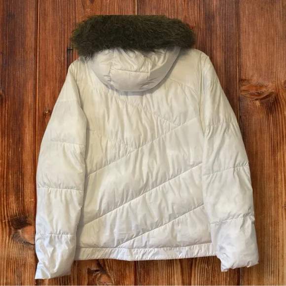 Columbia Women's Sportswear Co Quilted Jacket with Fur Trim Hood XL White - Picture 2 of 16